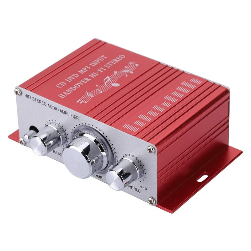 Pomya Stereo Audio Amplifier, Mini Digital HiFi Bass Audio Subwoofer Amp, Portable Music CD DVD MP3 FM Player Power Amplifier for Home Car, Motorcycles(Red) - Image 1